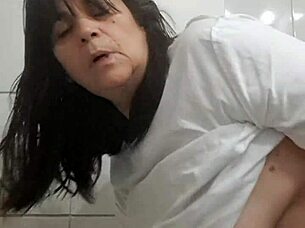 Surprise bathroom creampie ravages mature latina milf's curves