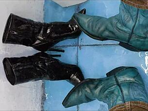 i'm peeing in my sexy ankle boots... oops so wet! 🥾💦