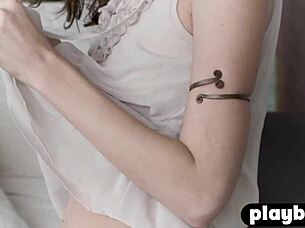 Petite milf's small tits tease during workout then full body reveal