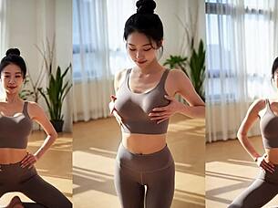 Korean ai-generated yoga dancing blowjob