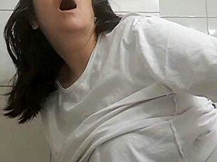 Surprise bathroom creampie ravages mature latina milf's curves