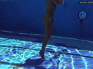 Very hot Russian babe mary kalisy poses nude by the pool