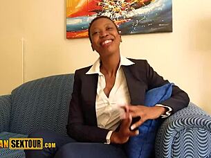 Big tits ebony babe fucked rough by white friend