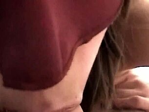 italian wife teases with homemade webcam blowjob while hubby watches her natural tits bounce