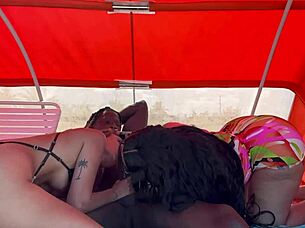 nude beach whore rides big black cock cowgirl interracial pounding