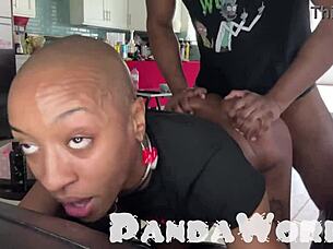 skinny bald ebony whore bent over for bbc ass destroying