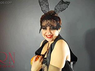 Halloween Witch Black Playboy Bunny Regina Noir Backstage Strip