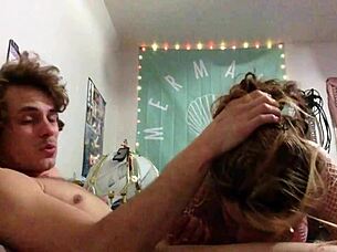 deepthroat blowjob then bending big tits brunette over