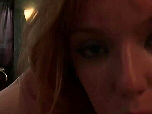 Pretty Redhead Dani Jensen Strips Dress For Tight Pussy