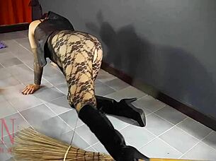 Halloween Witch Black Playboy Bunny Regina Noir Backstage Strip