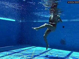 Very hot Russian babe mary kalisy poses nude by the pool