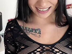 Petite Latina's huge ass takes monster cock in POV anal casting