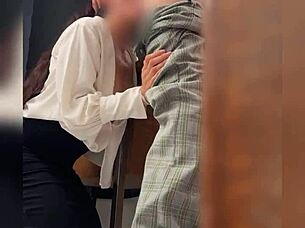 mexican mature teacher seduces student behind classroom door publicly