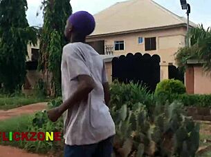 Chubby Ebony Neighbor's Oiled Big Tits and Ass in Close-Up Sports Sex