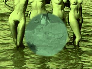 vintage hairy nudes pose naturally in the wild