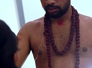 indian wife in sari enjoys romantic time with sadhu baba at home