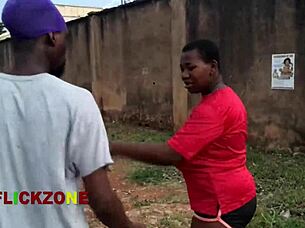 Chubby Ebony Neighbor's Oiled Big Tits and Ass in Close-Up Sports Sex