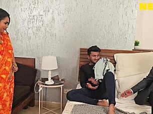 sharon fucks two desi guys juicy pussy?