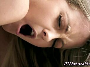 European model sensually fingers tight pussy in solo erotic session