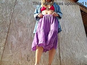 kinky mommy, tease those extreme pierced nipples outdoors now