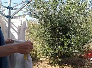 kinky mommy, tease those extreme pierced nipples outdoors now