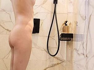 Busty japanese college girl bathes her sexy legs slowly