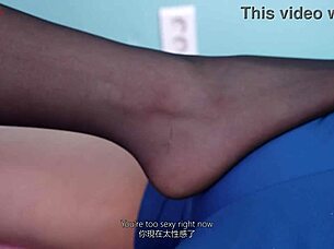 Busty korean girlfriend's stocking feet worshipped passionately