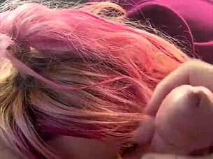 pretty whore kneels sucks cum swallows in car backseat