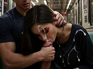 Couple Subway Public Deepthroat Monster Cumshot Explosion