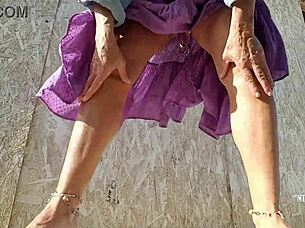 kinky mommy, tease those extreme pierced nipples outdoors now