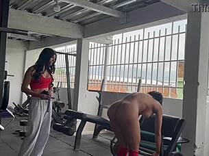 my trans trainer gets so horny touching my ass and tits during naked squats - may hernandez