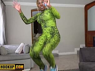 huge natural tits ebony dancer strips teasingly for eager fan in sexy show