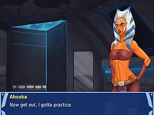 Orange trainer gropes boobs ass dancing handjob