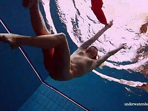 sexy babe avenna swims nude in pool