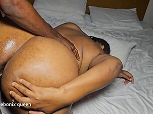 SPICY'S FAT ASS ROCKS BOAT ON BIG BLACK COCK!