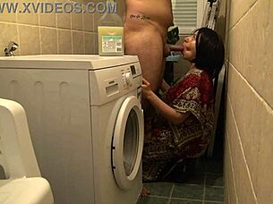 Wife Sneaks Rough Basement Fuck While Hubby Works