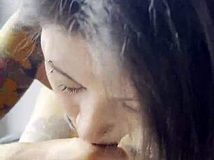 Blonde Teen Swallows Cuckold Roommate's Huge Cum Gushing Load!