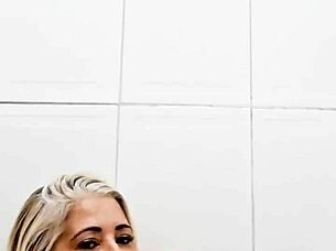 watch me shove this dildo deep in my milf pussy in the bathroom