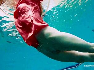 sexy babe avenna swims nude in pool