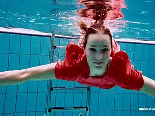 sexy babe avenna swims nude in pool