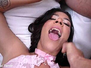 aylla mel screams through extreme anal double vaginal from five men