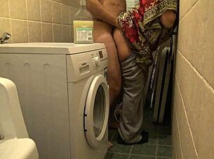 Wife Sneaks Rough Basement Fuck While Hubby Works