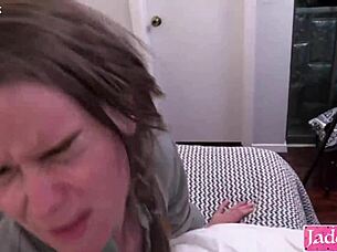 SUBMISSIVE SLUT DEEPTHROATS GAGS ON COCKS IN BDSM BLOWBANG PMV