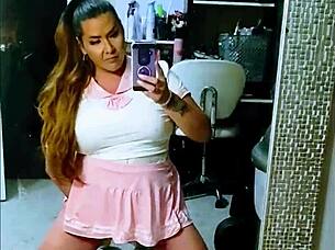 Naughty Sailor TS Katie Klark Crossdresses Fat Latina Shemale Tease