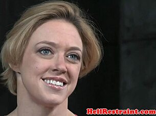 bigtitted sub gagged choked and caned hard by maledom!