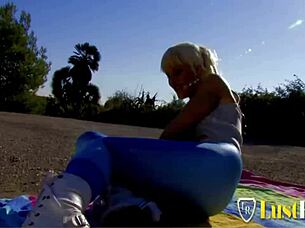 big boob milf fucks stranger hard while outdoor exercising?