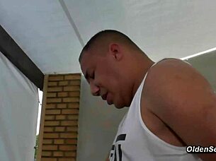 busty german granny deepthroats fat monster cock cumshot