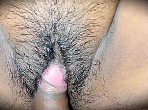 stepmom's hairy pussy drips with hot cumshot