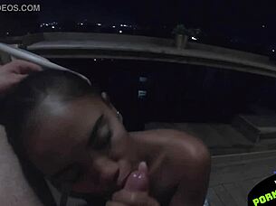 petite thai gf sucks cock on horny balcony