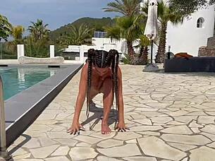 Roxy fox stretches naked in sensual yoga workout